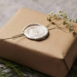 Custom Wax Stamp on Gift Wrapping